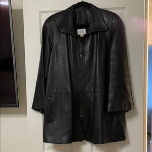 Vintage VAKKO Black Leather Swing Coat